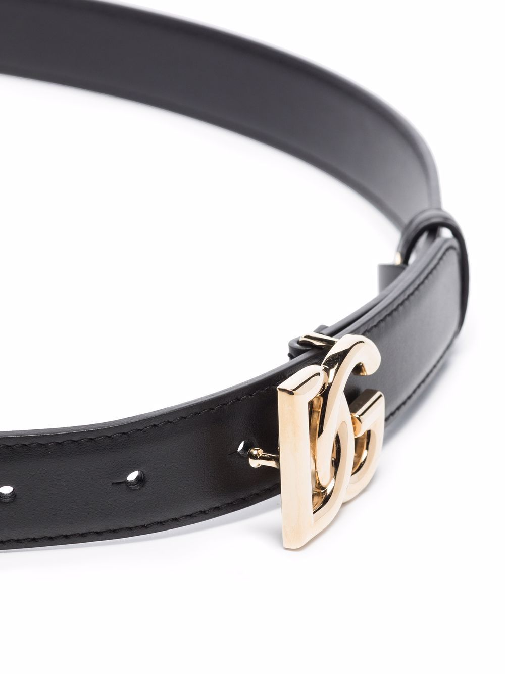 DOLCE e GABBANA Cintura in pelle nera con fibbia oro