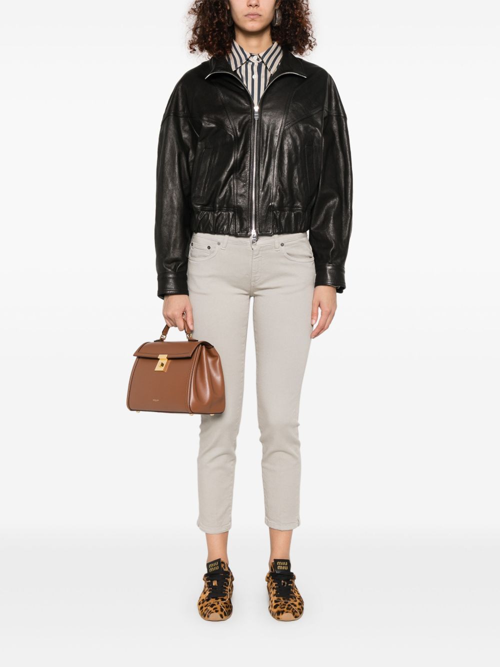 DONDUP Pantaloni skinny in cotone elasticizzato grigio