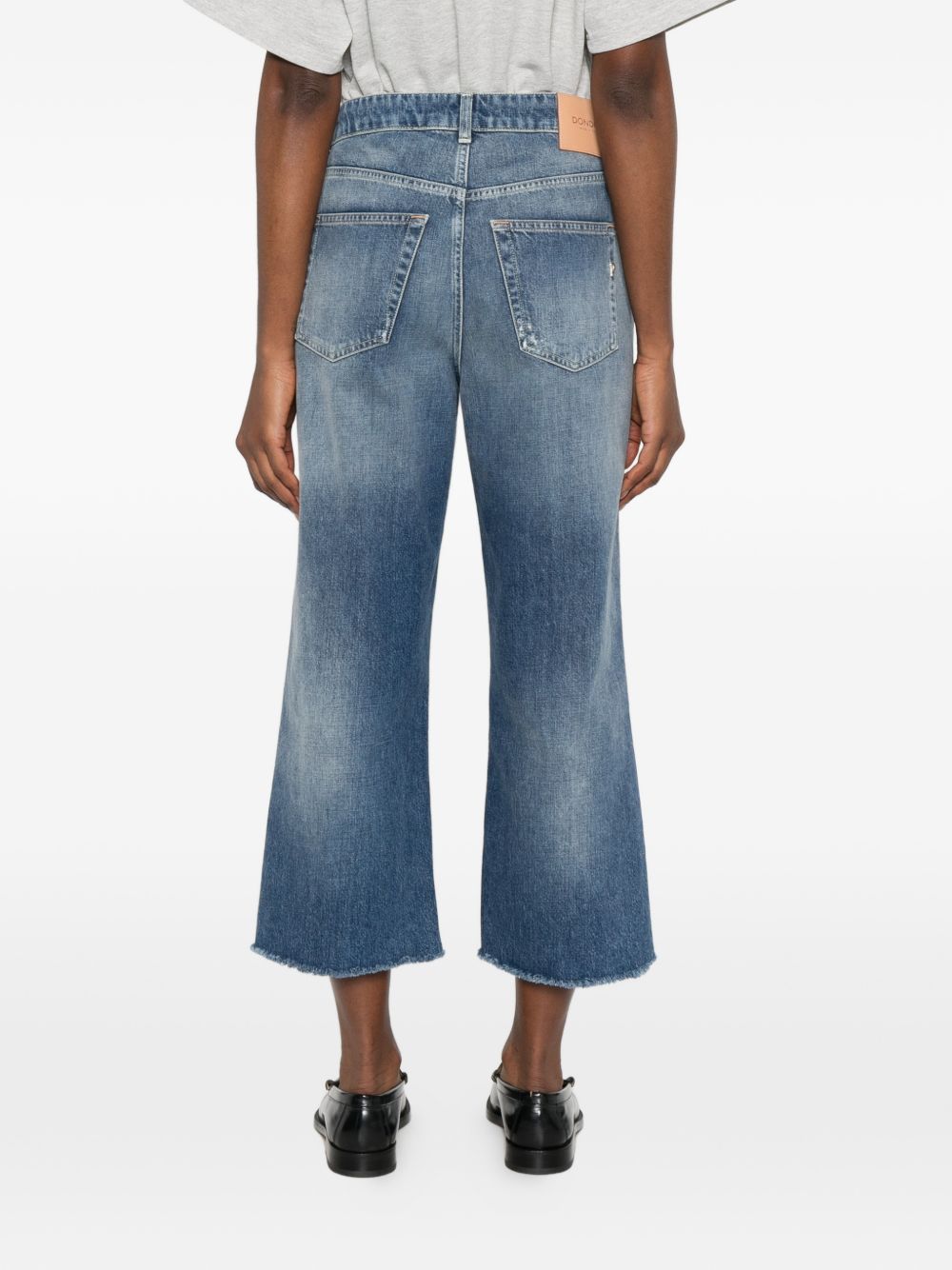 DONDUP Jeans cropped in cotone con strappi