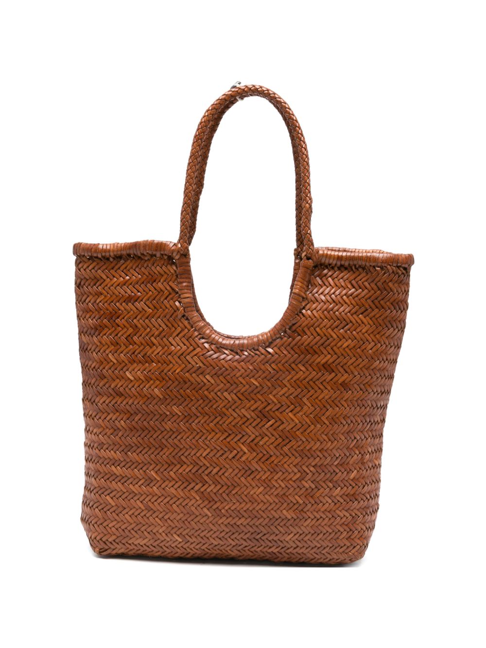 DRAGON DIFFUSION Borsa shopping Diagonal marrone in pelle intrecciata