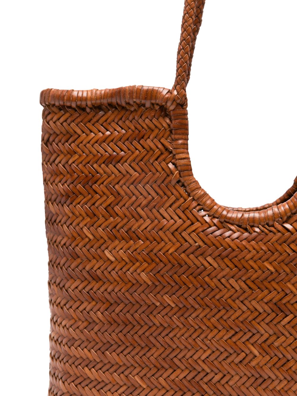 DRAGON DIFFUSION Borsa shopping Diagonal marrone in pelle intrecciata
