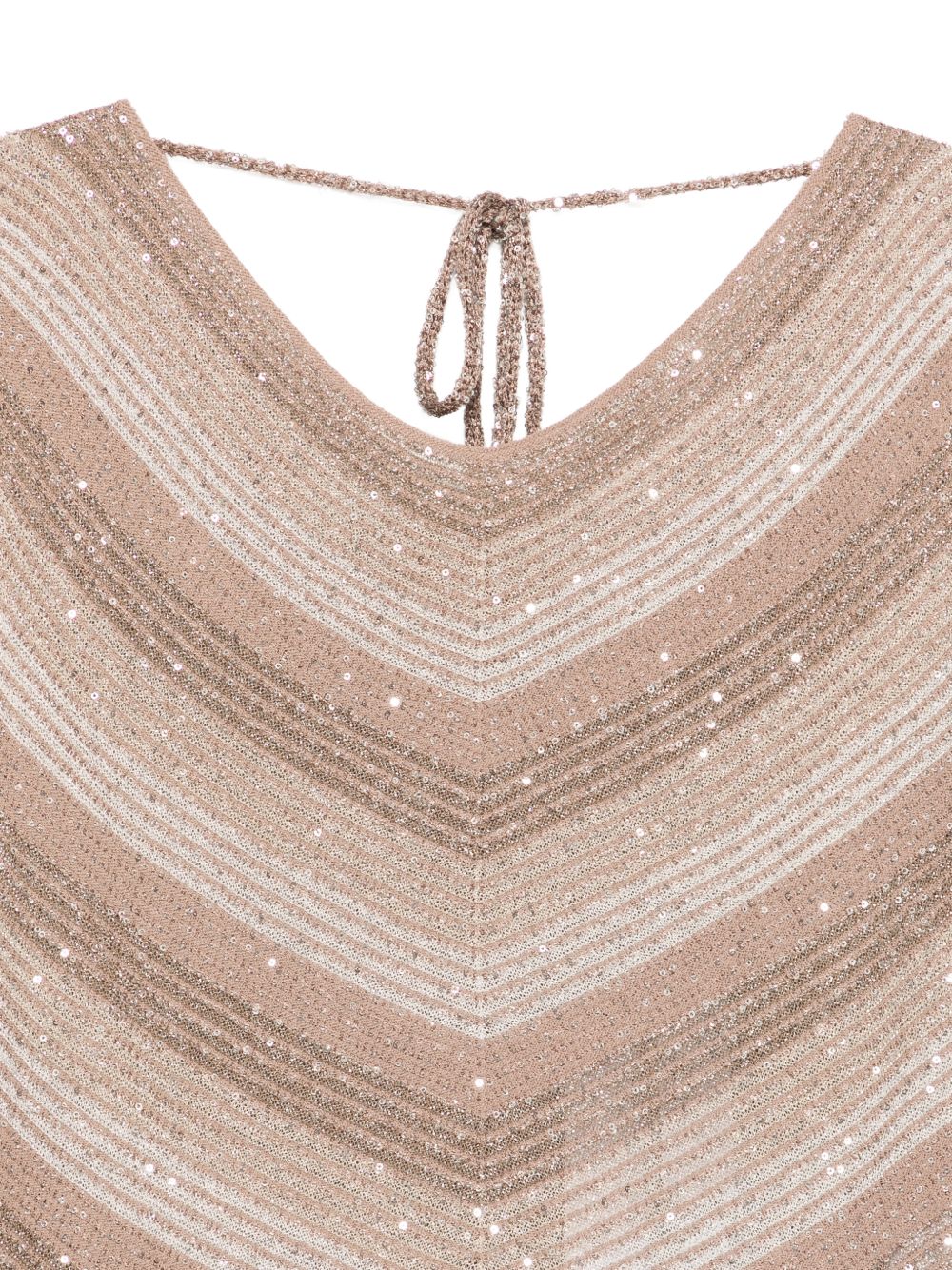 D EXTERIOR Top a righe beige con strass