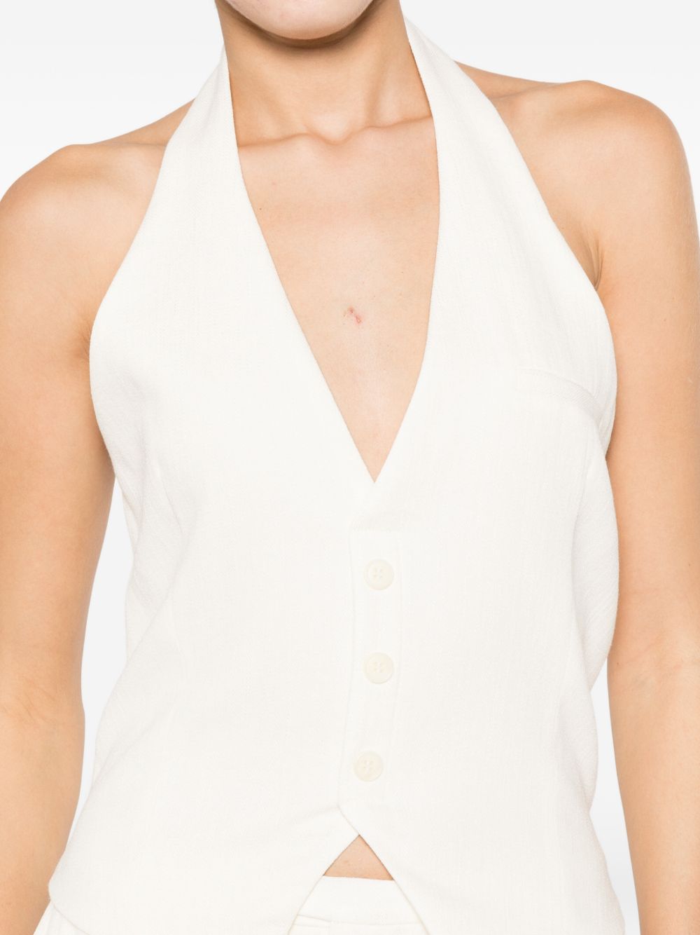 ELEH Gilet con scollatura halter bianco panna