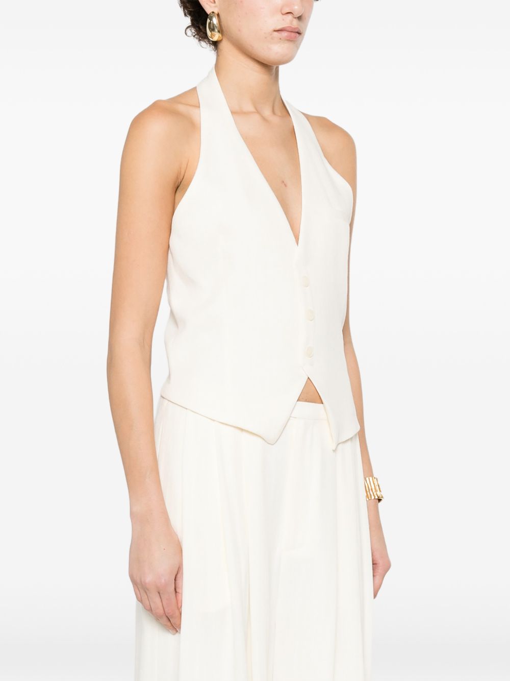 ELEH Gilet con scollatura halter bianco panna