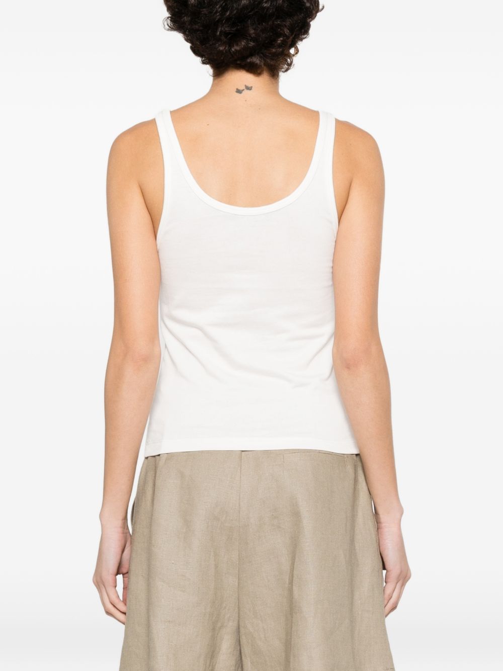 ELEH Top in maglia a costine con scollo quadrato in tessuto bianco