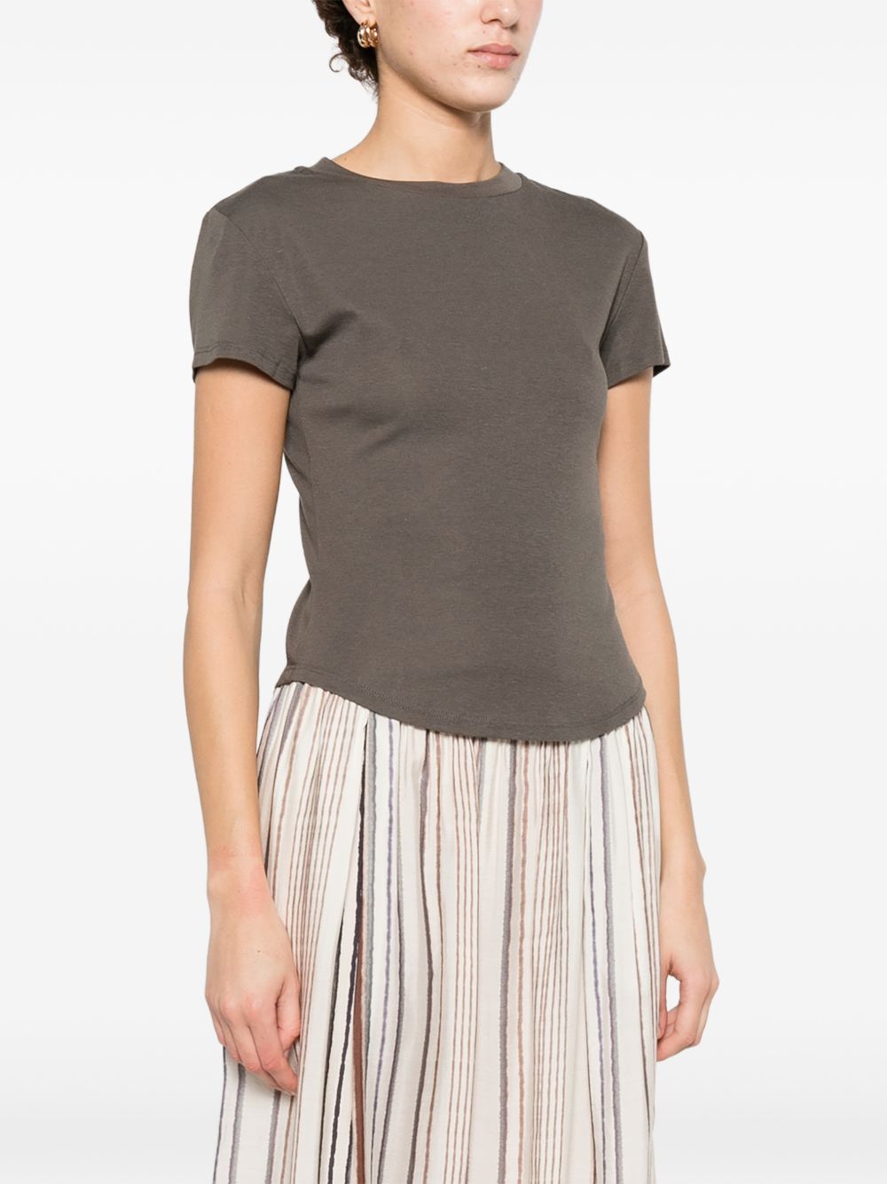 ELEH Top marrone con scollo rotondo