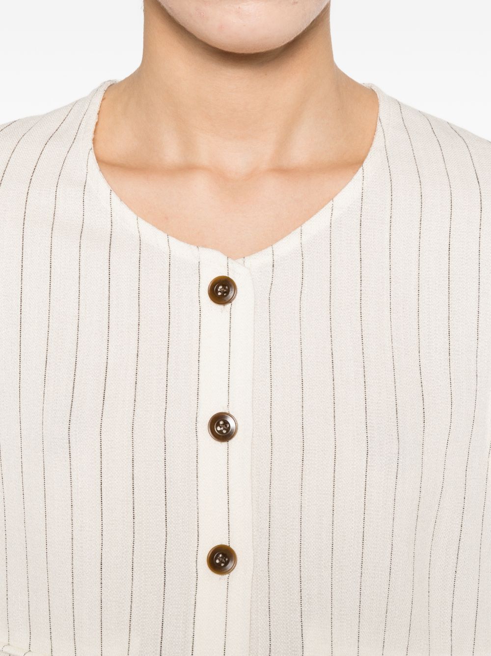 ELEH Gilet crop bianco a righe sottili