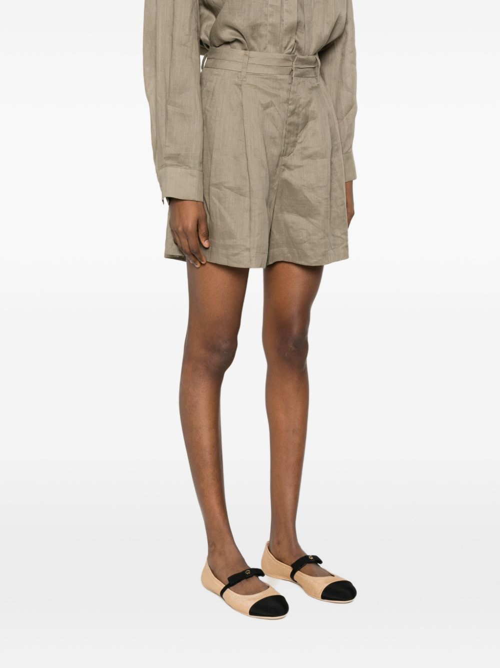 ELEH Shorts color fango con passanti per cintura