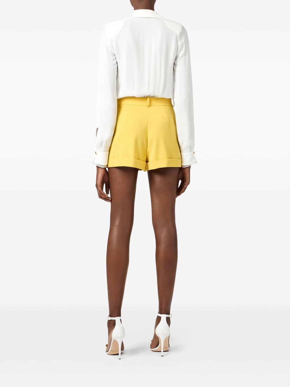 ELISABETTA FRANCHI Camicia corta bianca con collo a V