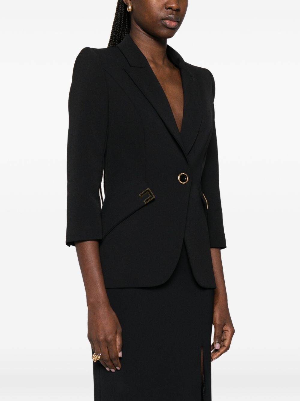 ELISABETTA FRANCHI Giacca blazer nera con maniche a 3/4