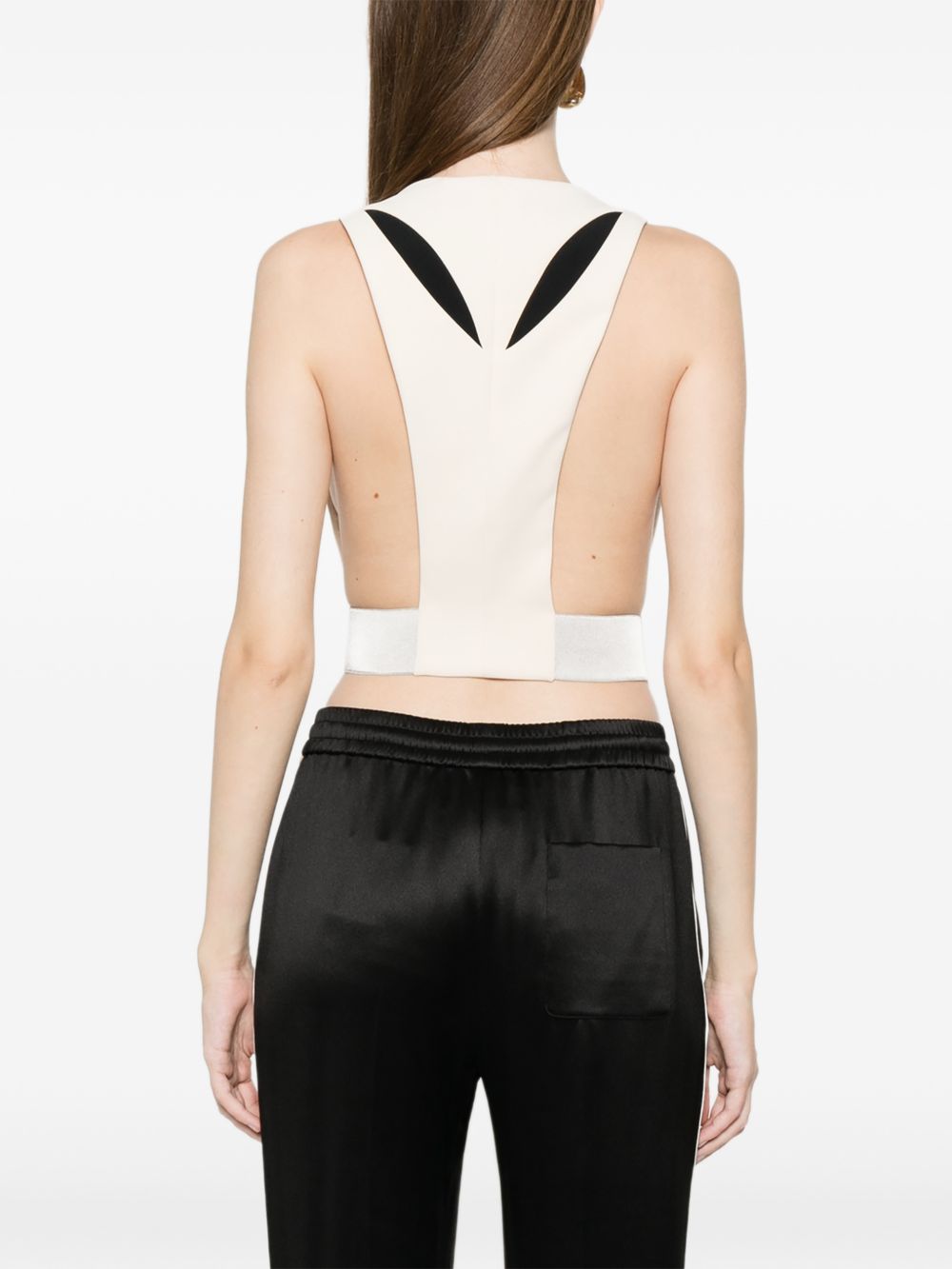 ELISABETTA FRANCHI Gilet bianco con dettagli struuturali neri