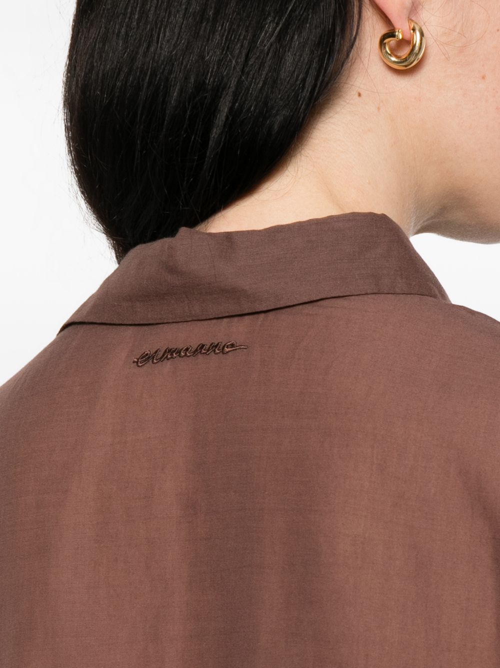 ERMANNO FIRENZE Camicia a maniche corte in cotone marrone