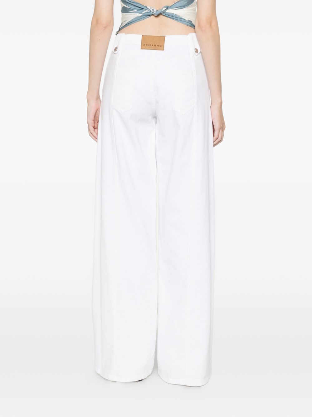 ERMANNO FIRENZE Pantalone bianco a gamba larga