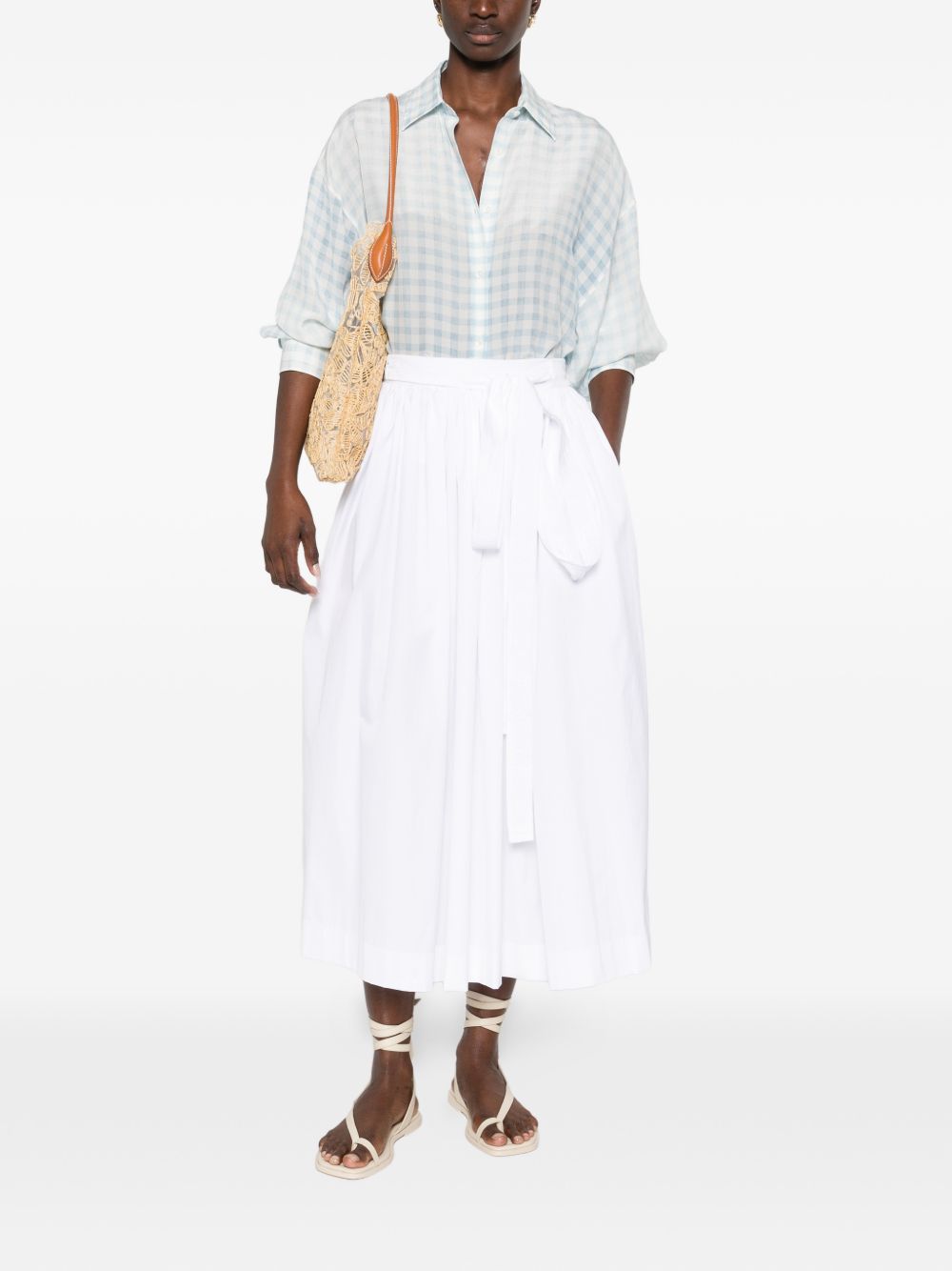 ERMANNO SCERVINO Camicia a quadretti celeste in seta