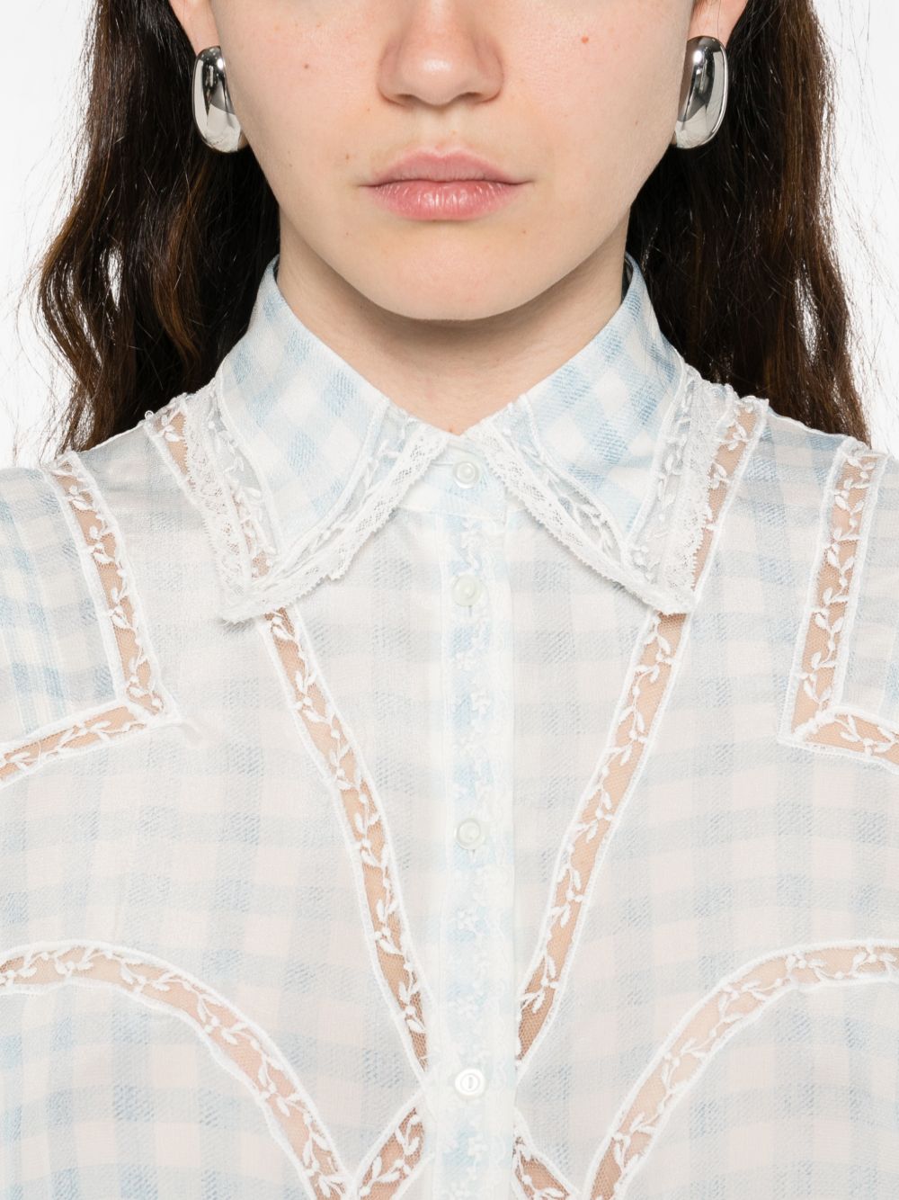 ERMANNO SCERVINO Camicia con motivo a quadri con pizzo