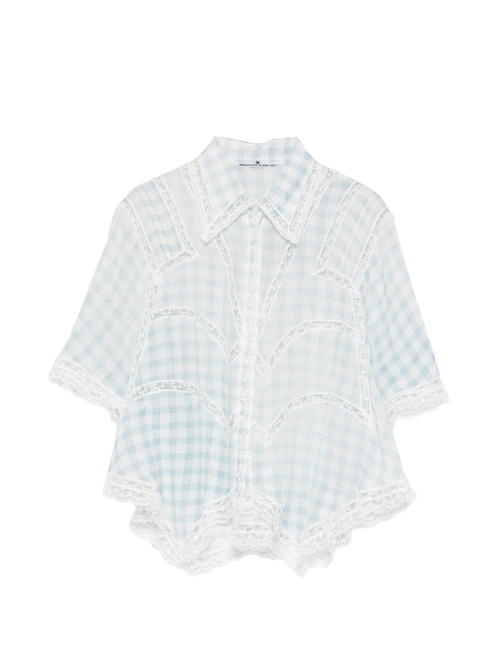 ERMANNO SCERVINO Camicia con motivo a quadri con pizzo