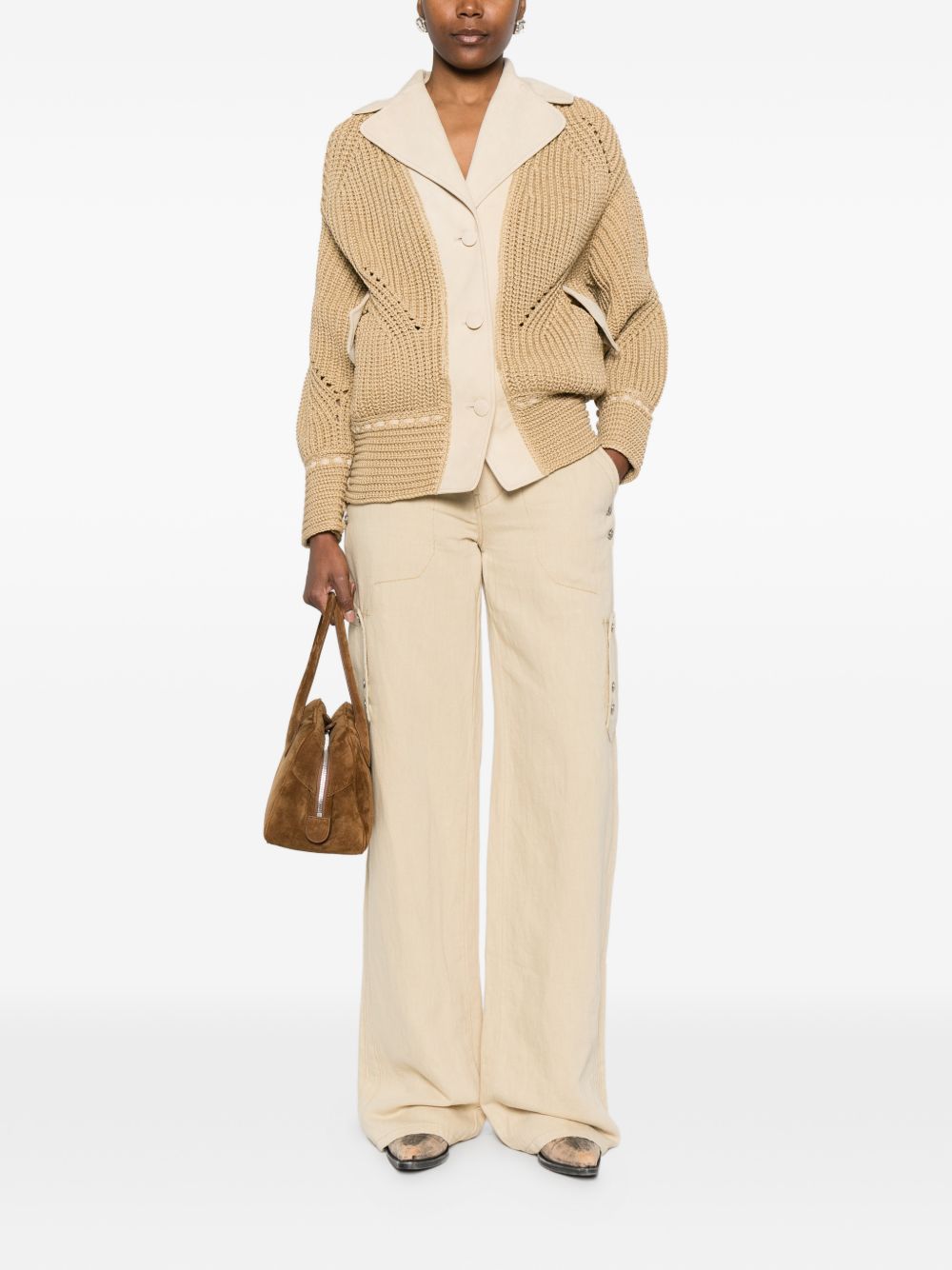 ERMANNO SCERVINO Jeans morbido in cotone e lino beige