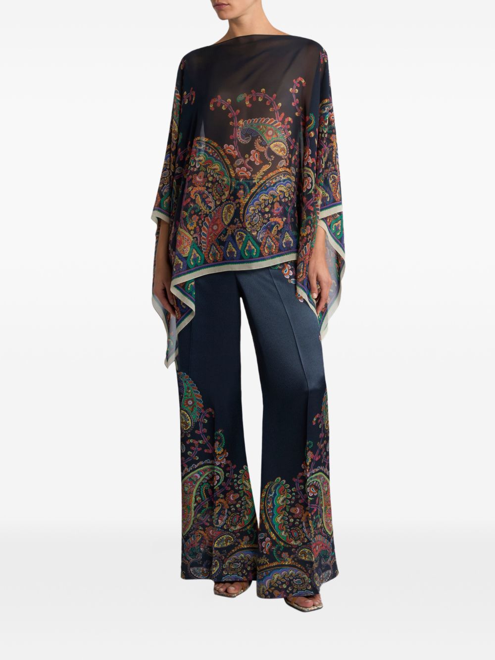 ETRO Poncho in seta stampata