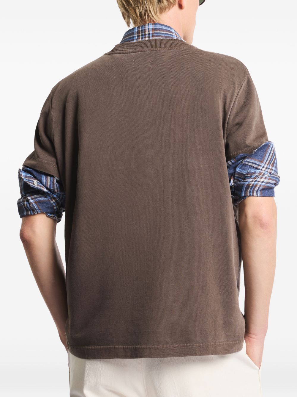 FAY T-shirt marrone in cotone con logo Fay Archive