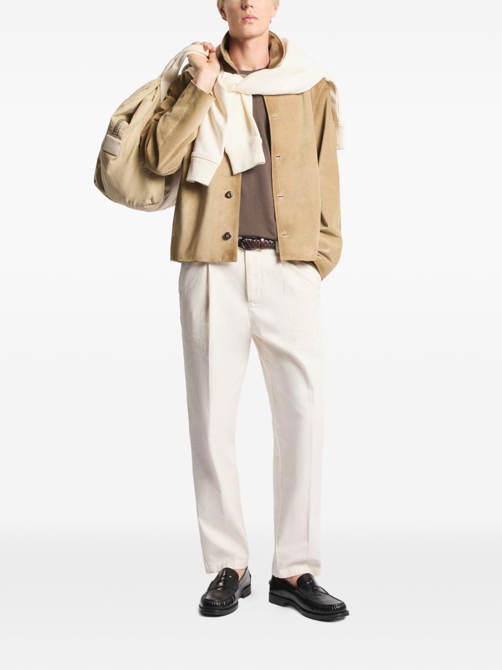FAY Pantaloni in cotone ecrù con pinces