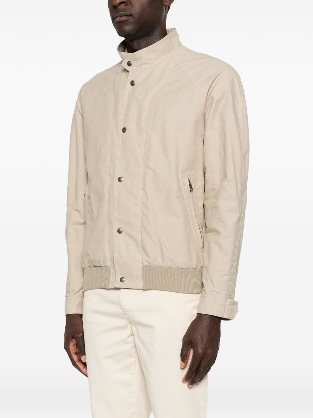 FAY Bomber zip-up beige con fondo a costine