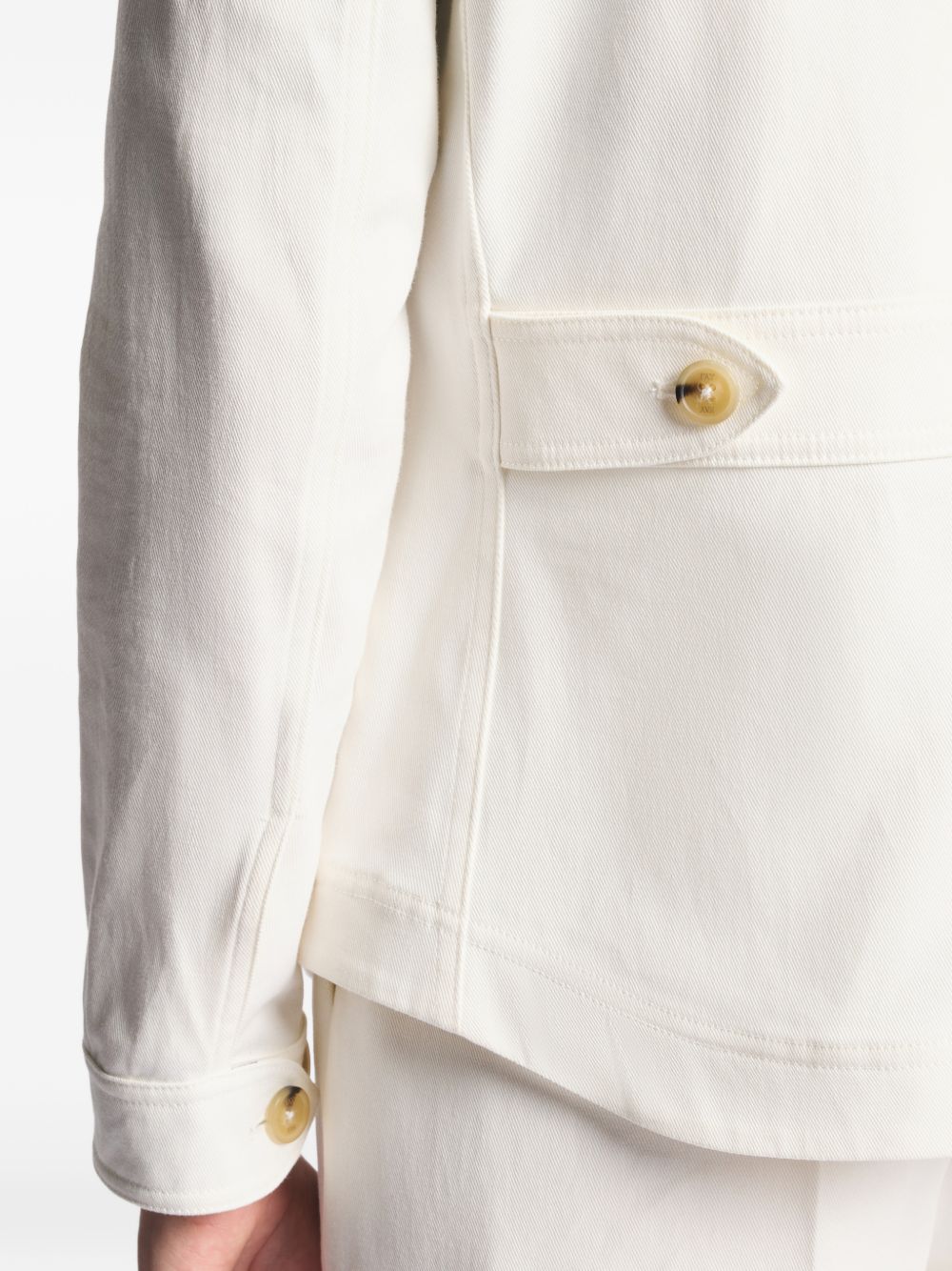 FAY Giacca camicia con alamari in cotone bianco