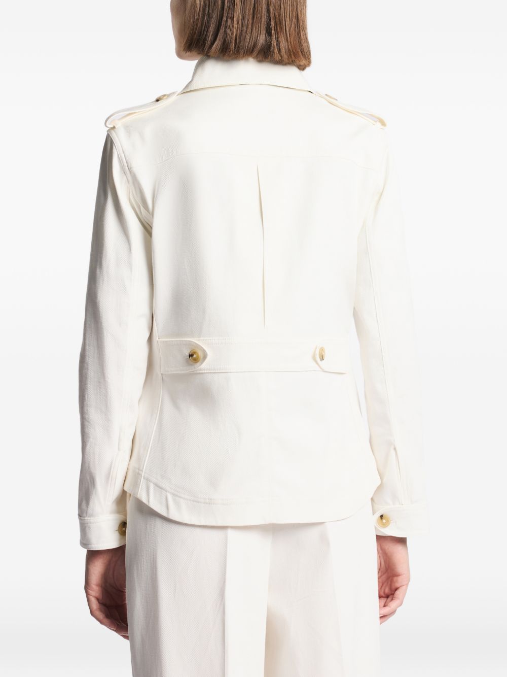 FAY Giacca camicia con alamari in cotone bianco