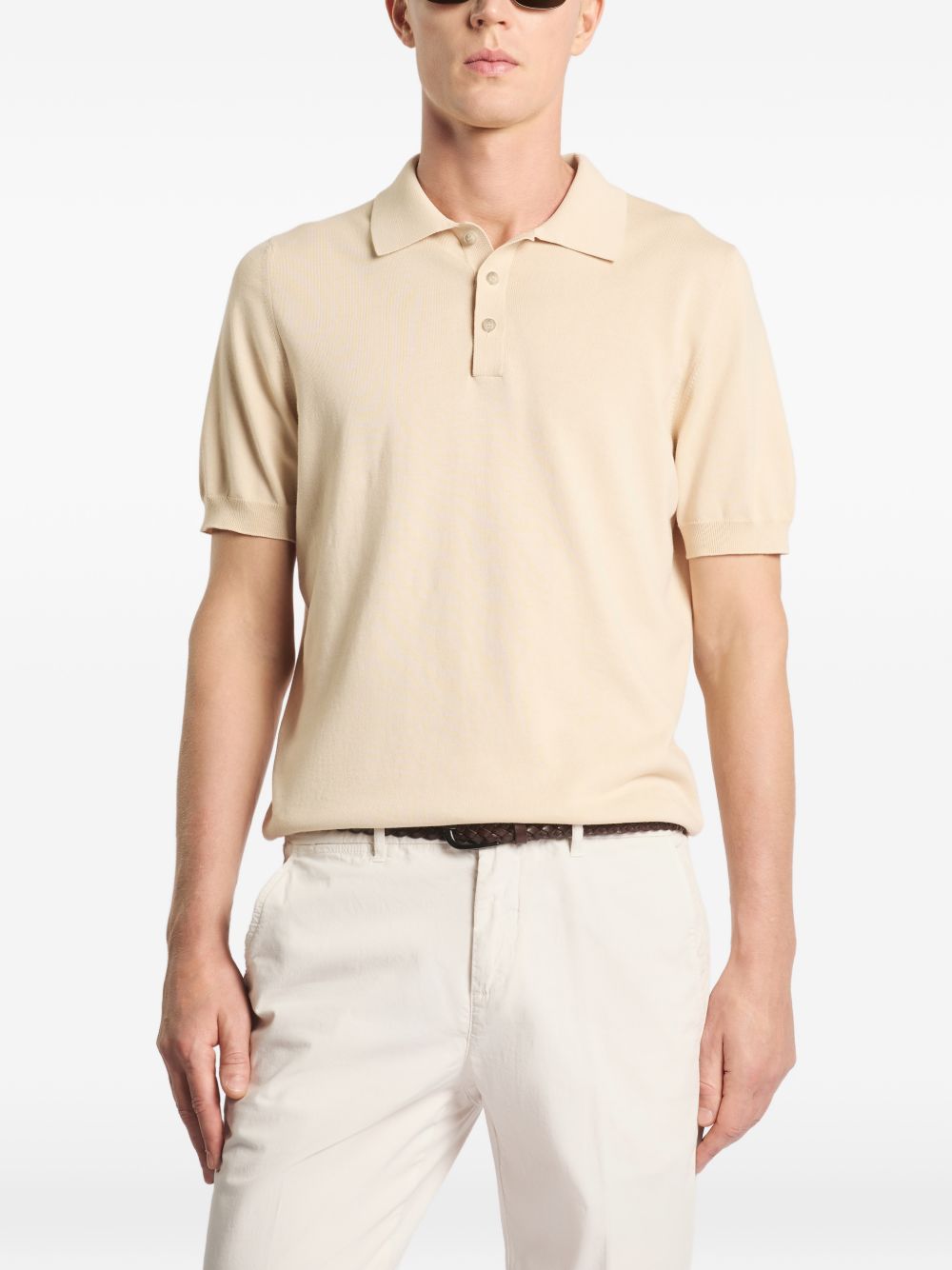 FAY Polo in cotone beige con colletto a polo