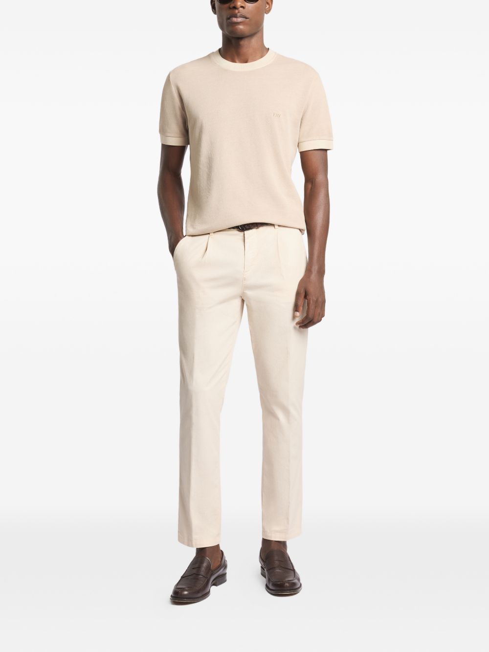 FAY T-shirt in cotone marrone girocollo