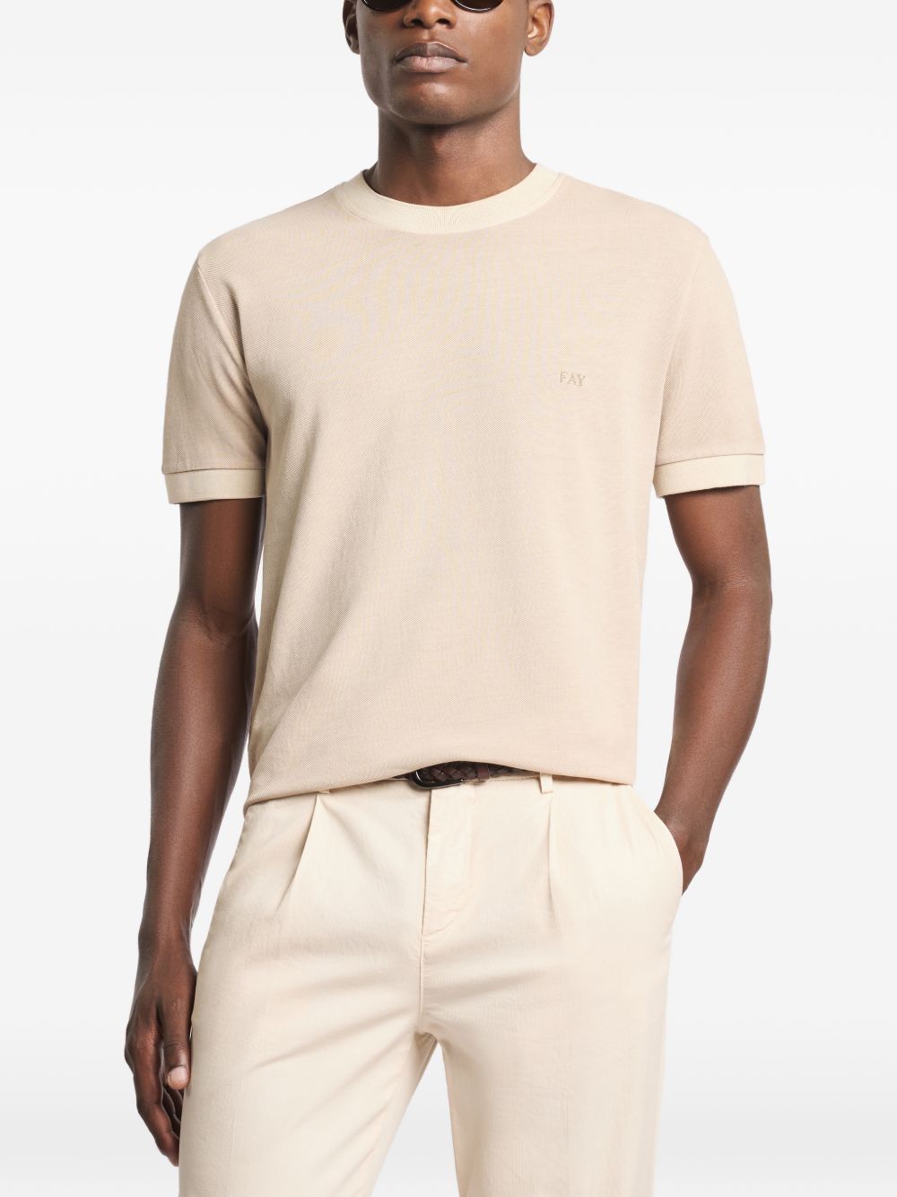 FAY T-shirt in cotone marrone girocollo