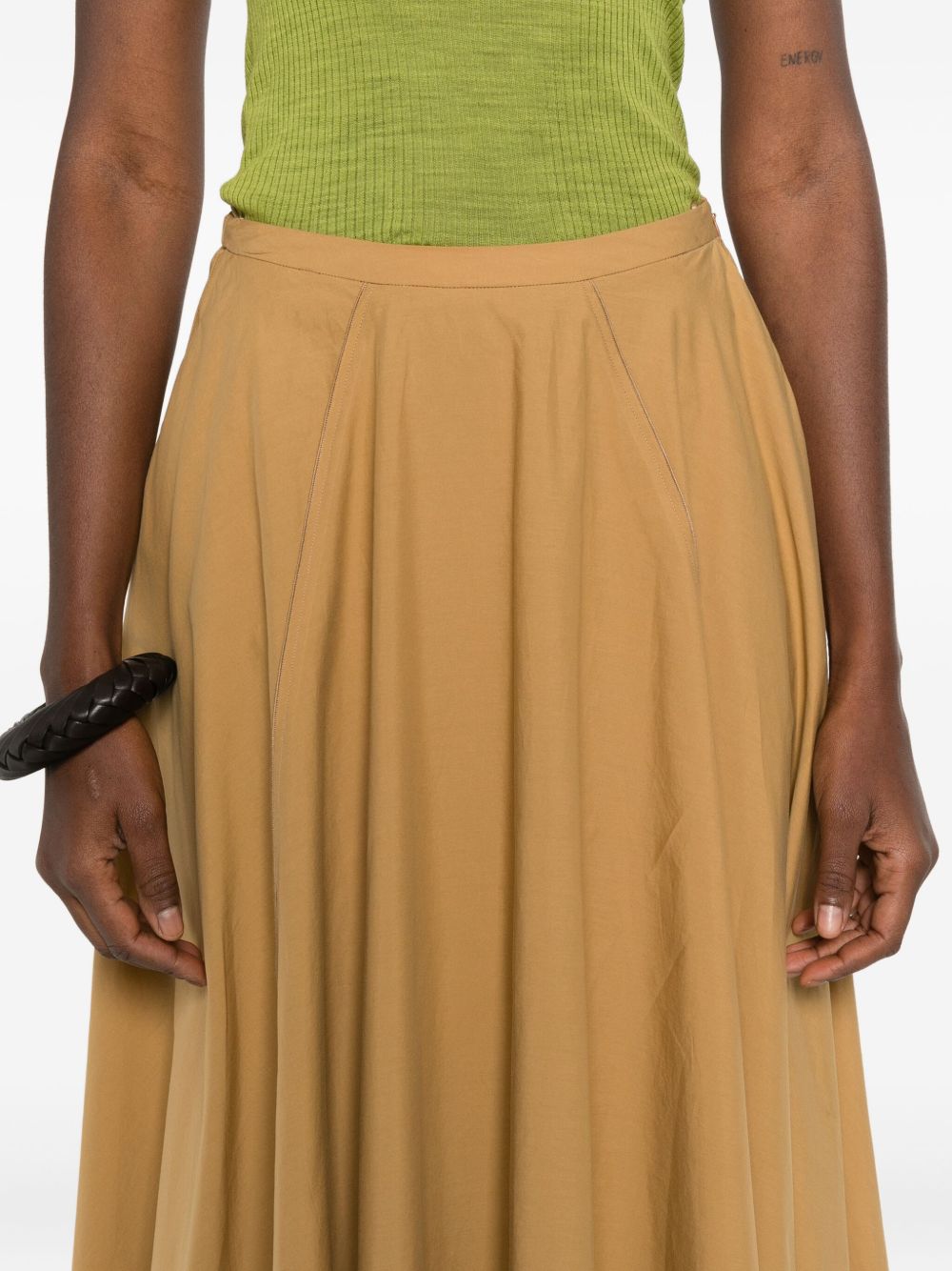 FORTE FORTE Gonna midi in cotone color cammello