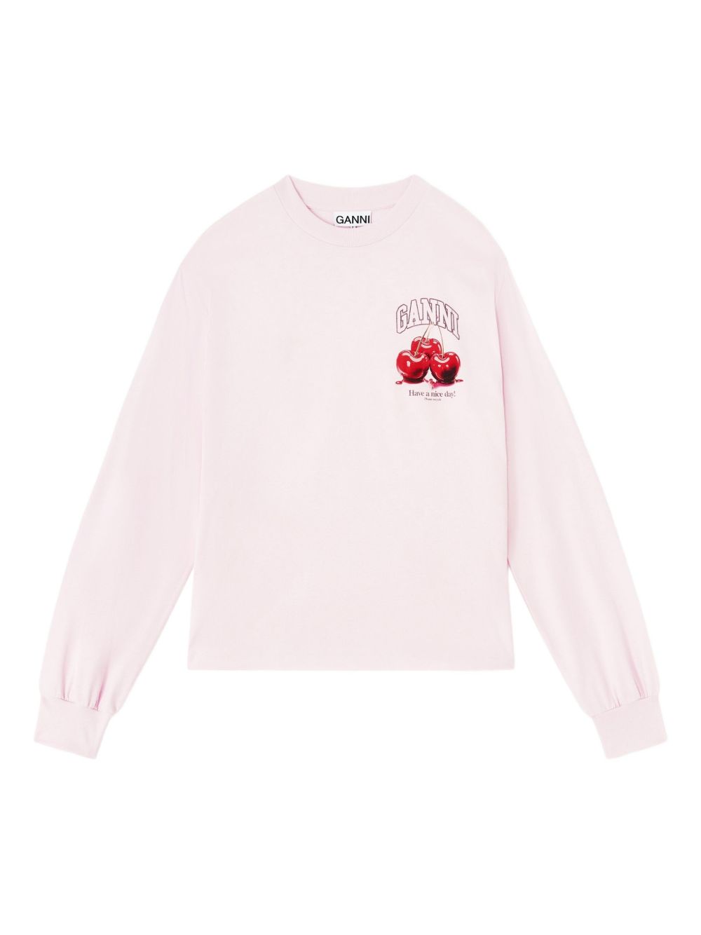 GANNI T-shirt con stampa grafica rosa chiaro