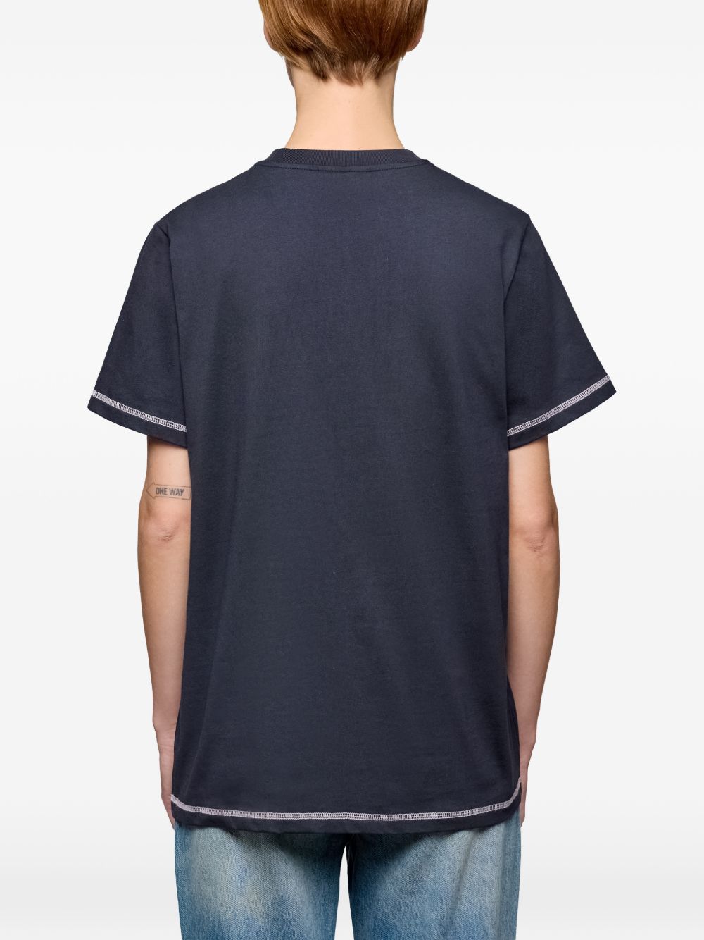 GANNI T-shirt in cotone blu con stampa