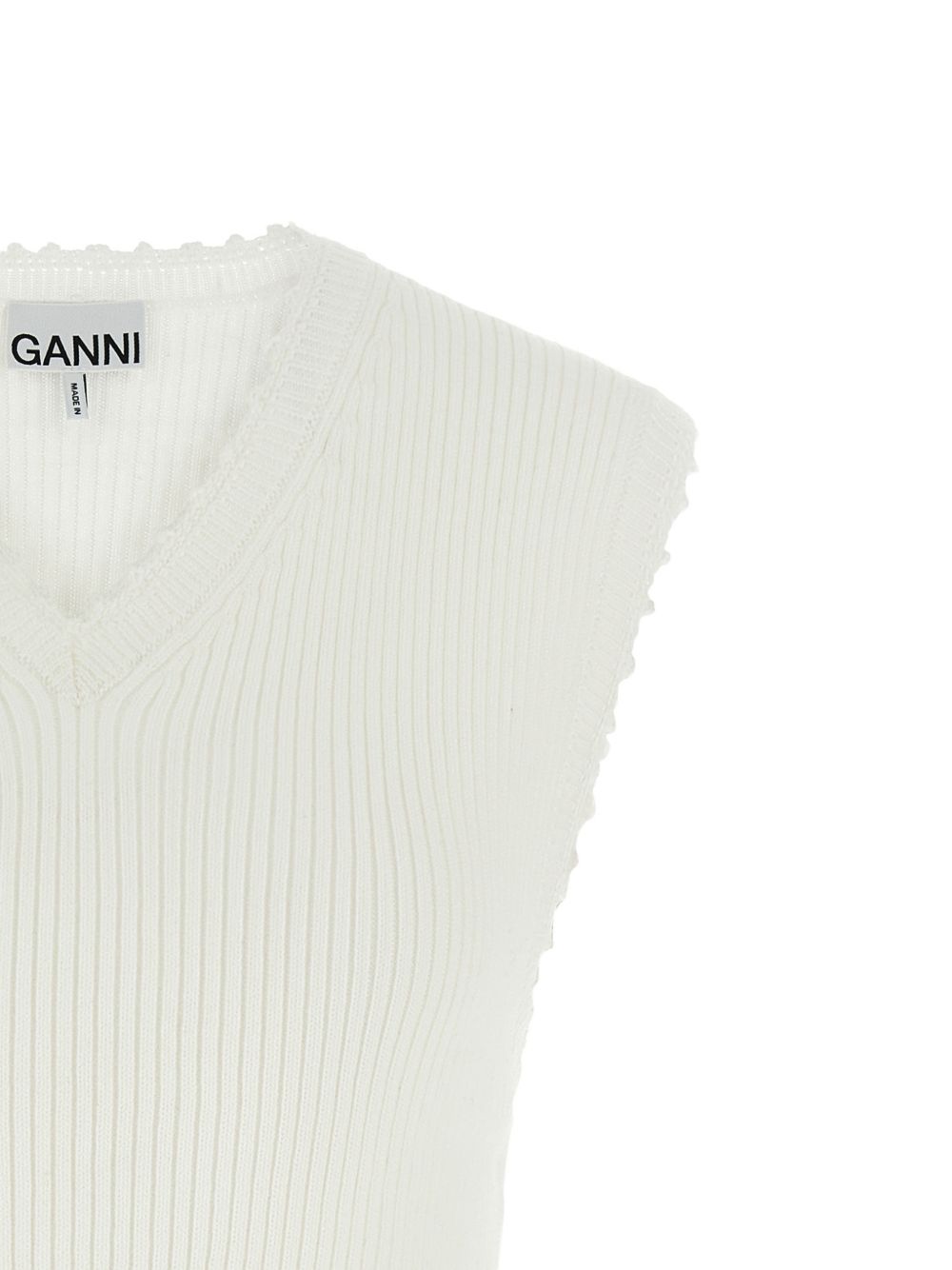 GANNI Top in maglia avorio