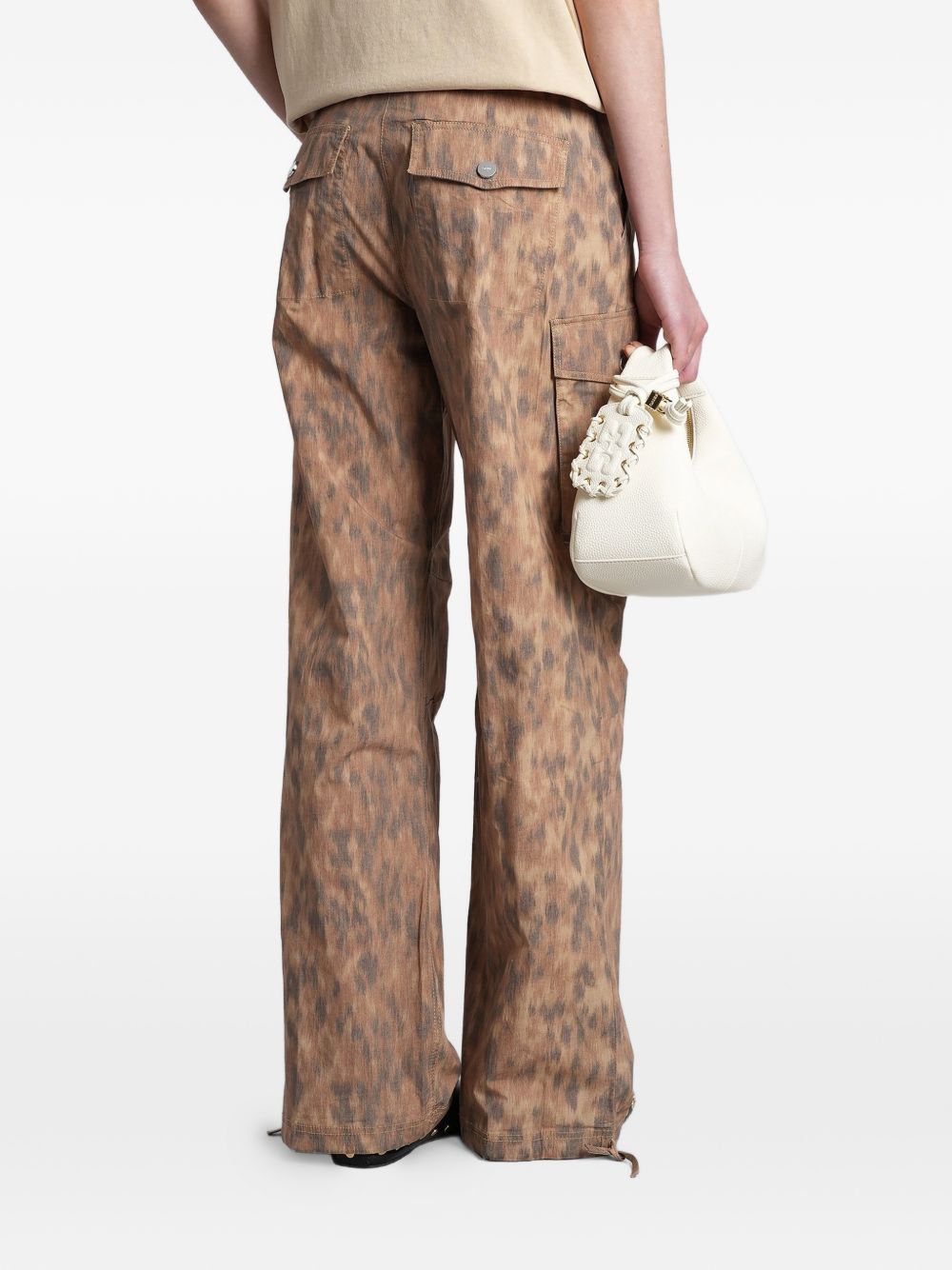 GANNI Pantaloni multicolor marroni con drappeggi