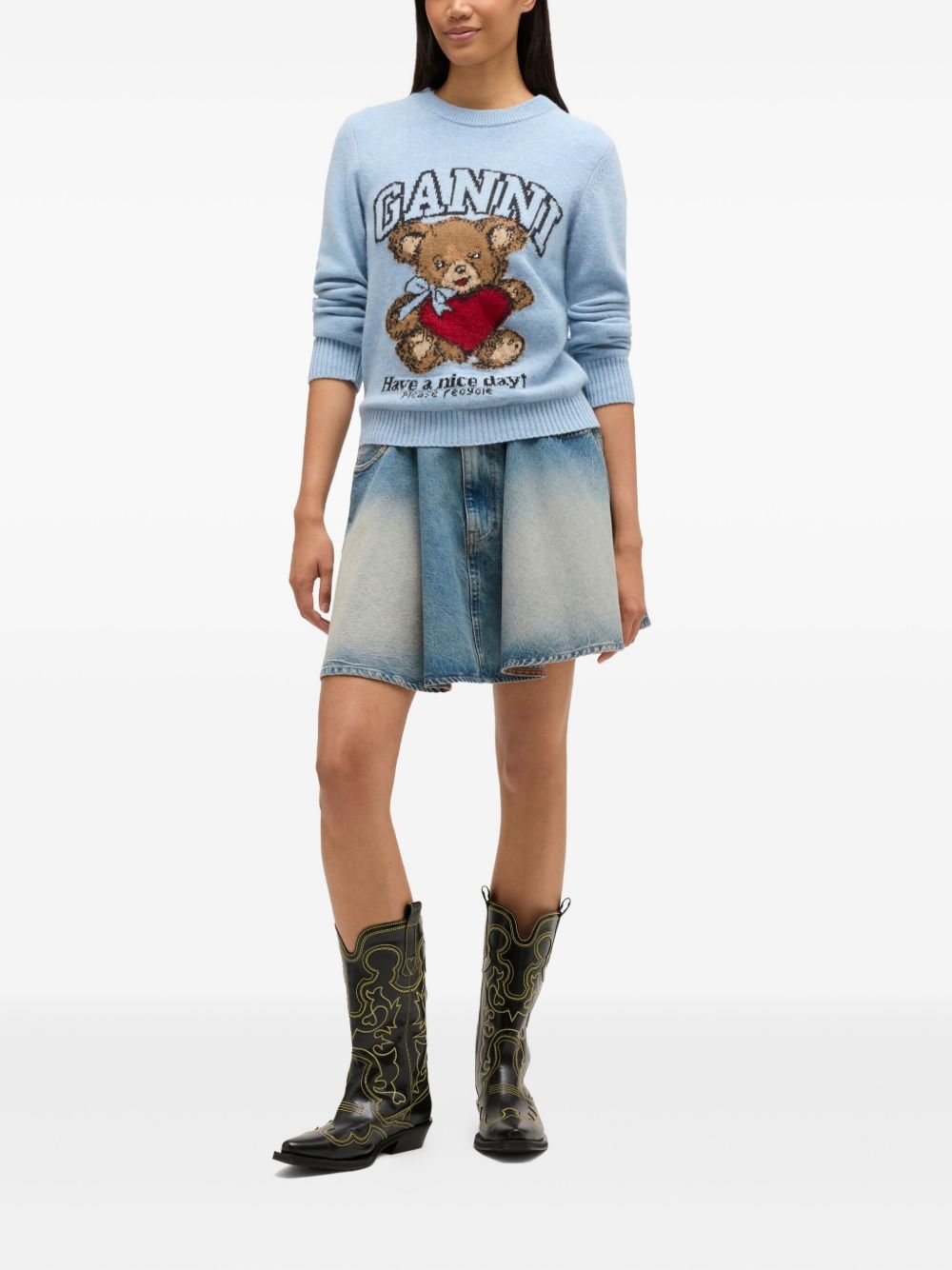 GANNI Minigonna in jeans effetto slavato