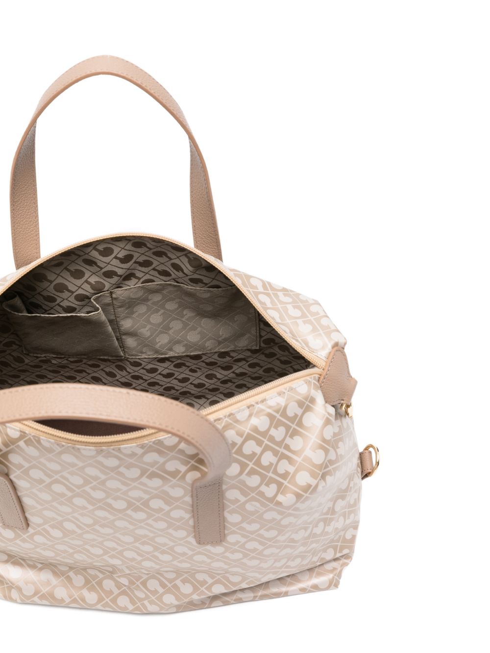 GHERARDINI Borsa Softy Creta con logo all-over avorio