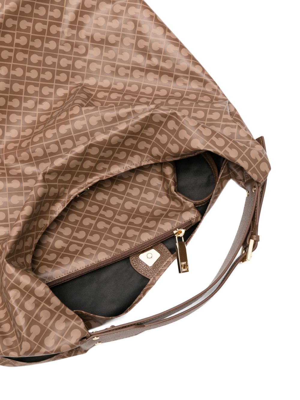 GHERARDINI Borsa a spalla Softy Chestnut con logo all-over