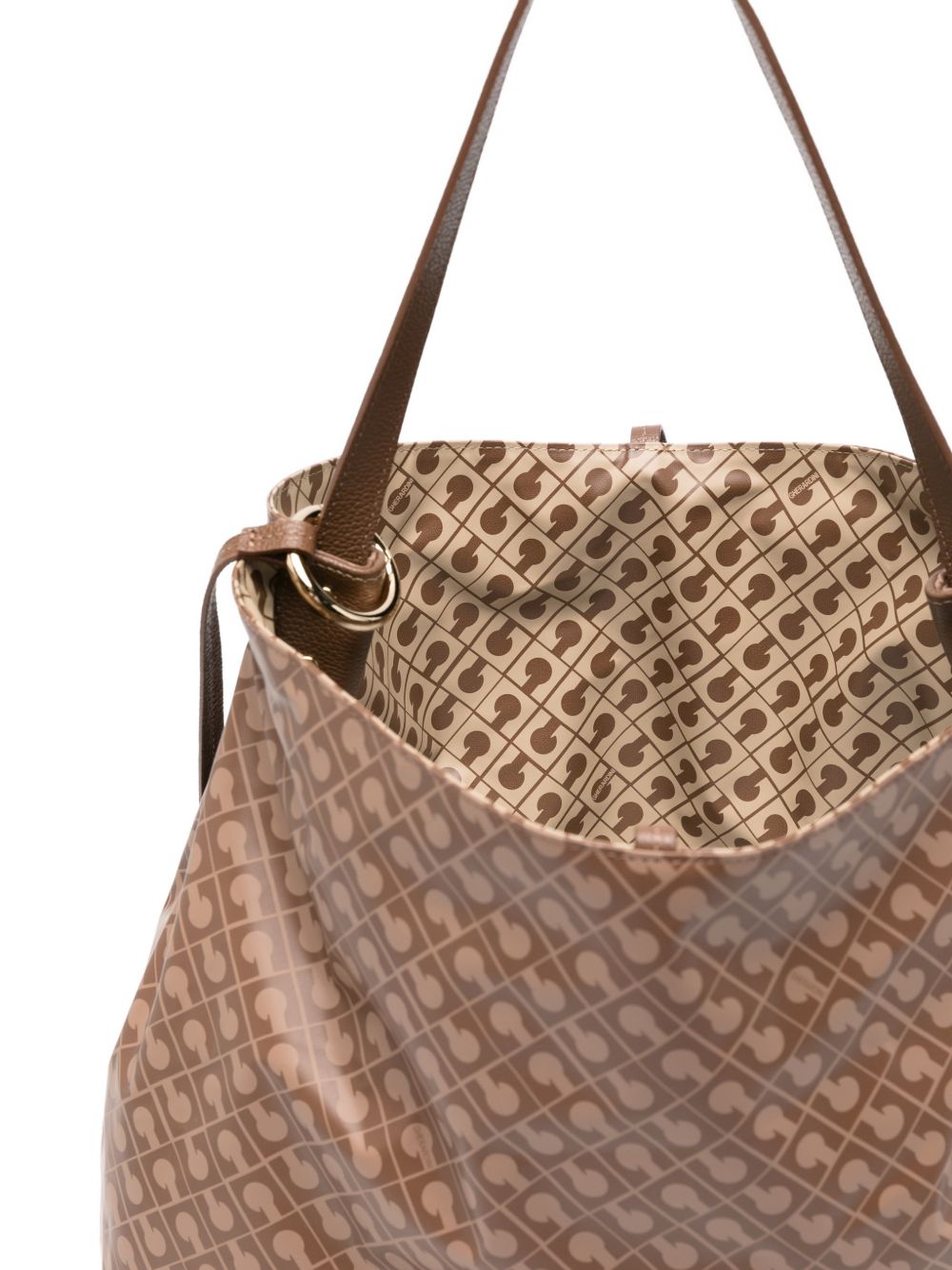GHERARDINI Borsa shopping Softy Tabacco marrone con logo all-over