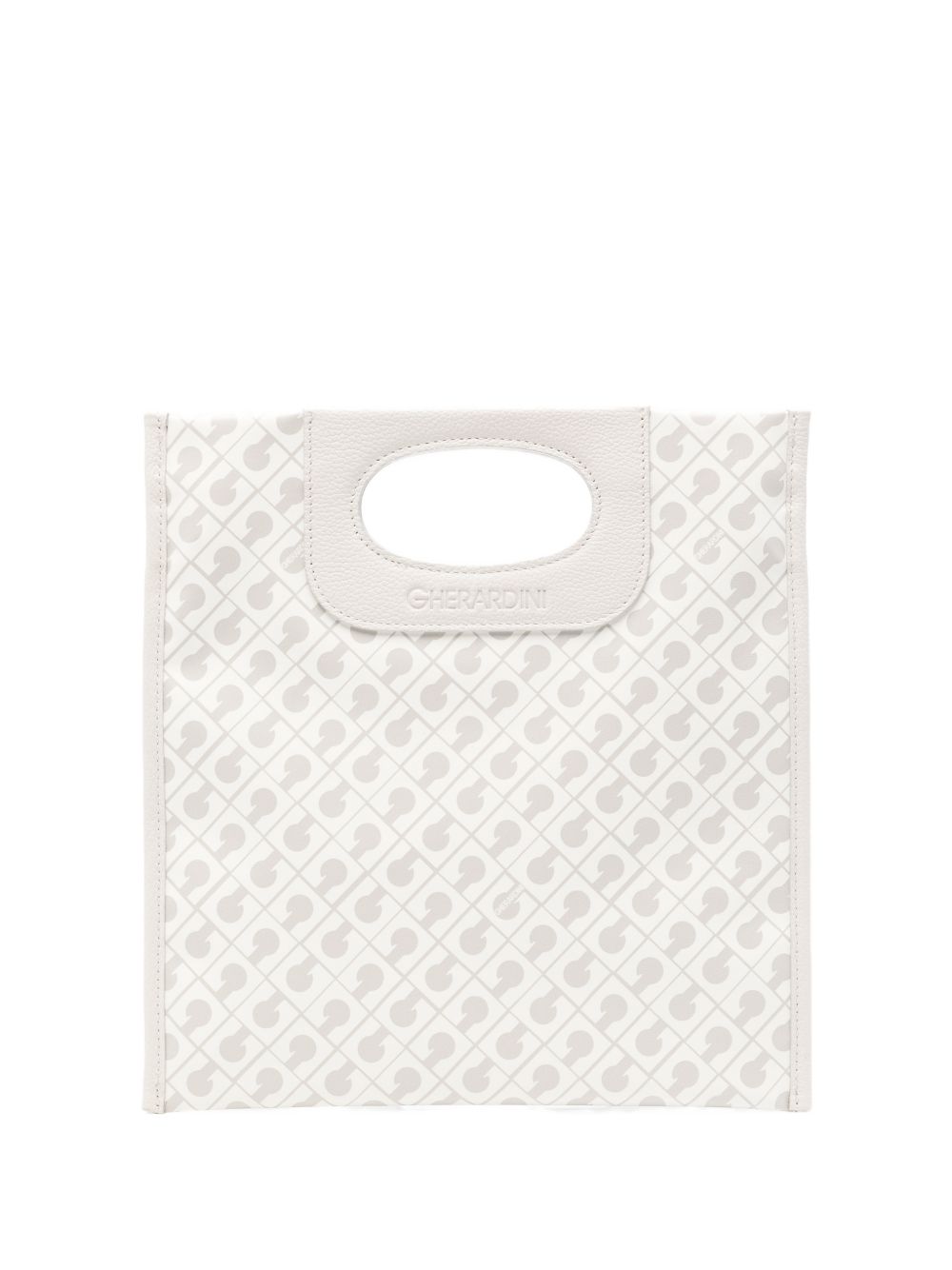 GHERARDINI Borsa bianca Softy Coconut con logo all-over