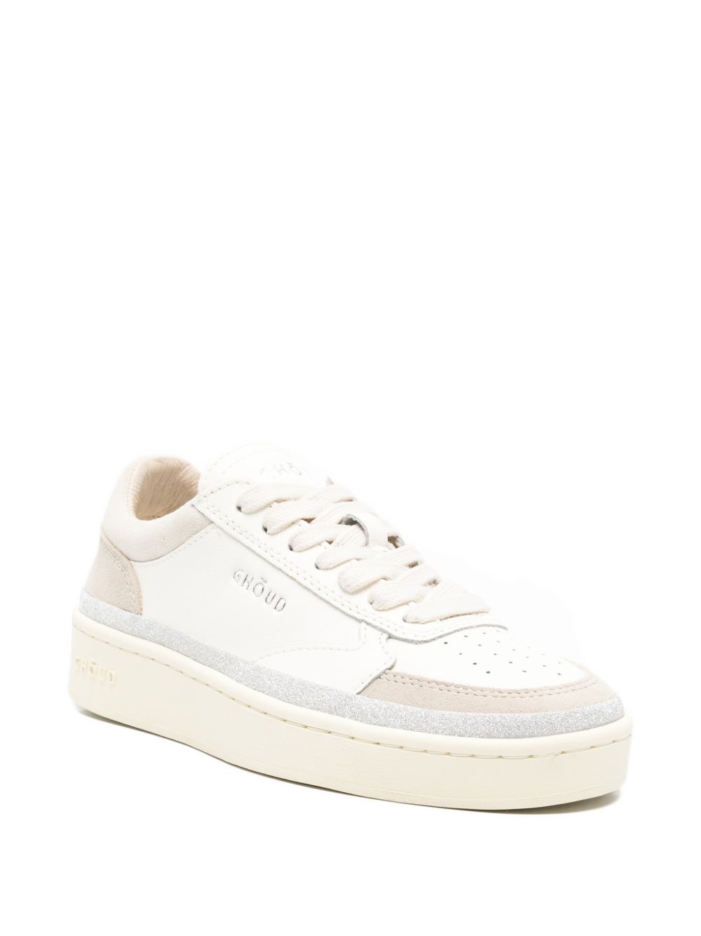 GHOUD Sneakers Pads in pelle bianca e grigia