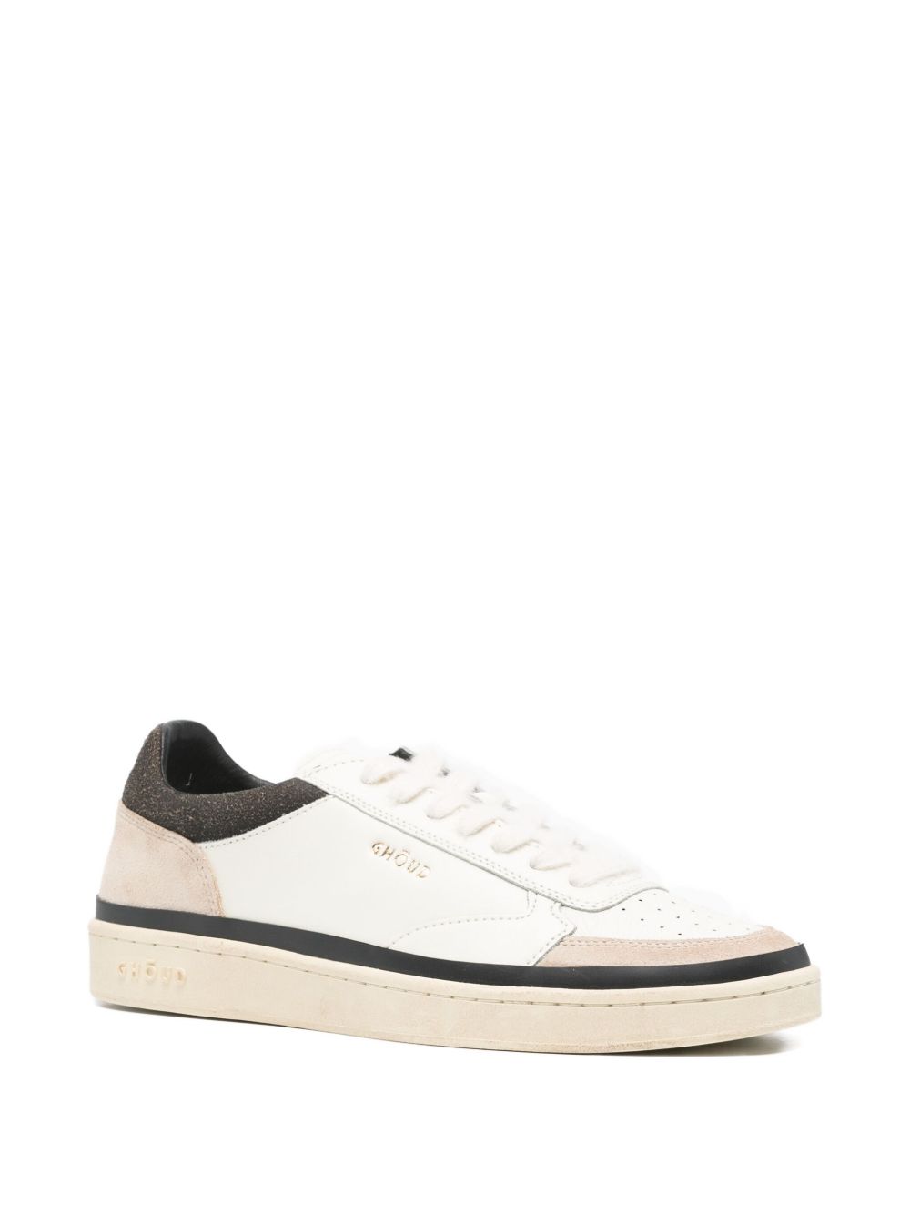 GHOUD Sneakers bianche e verdi con dettagli in suede beige