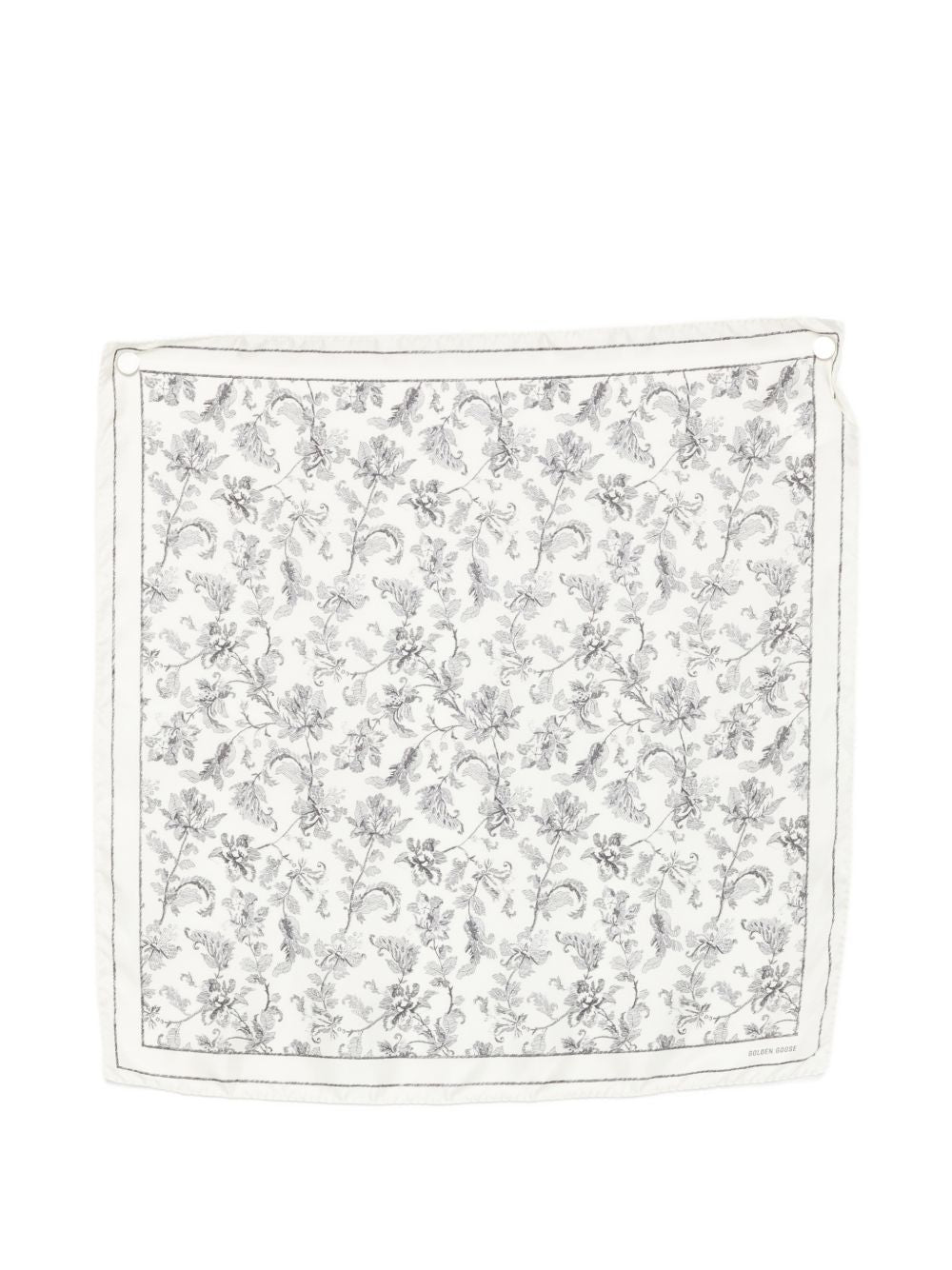 GOLDEN GOOSE Foulard in seta grigio e bianco con stampa floreale