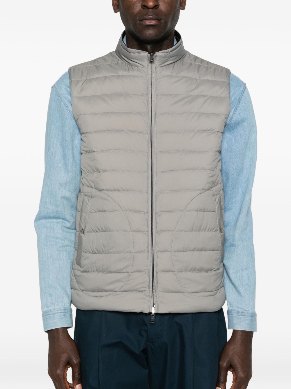 HERNO Gilet trapuntato blu e grigio