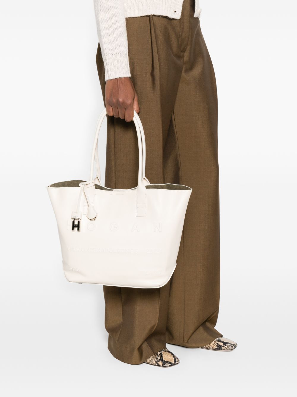 HOGAN Borsa shopping in pelle bianca
