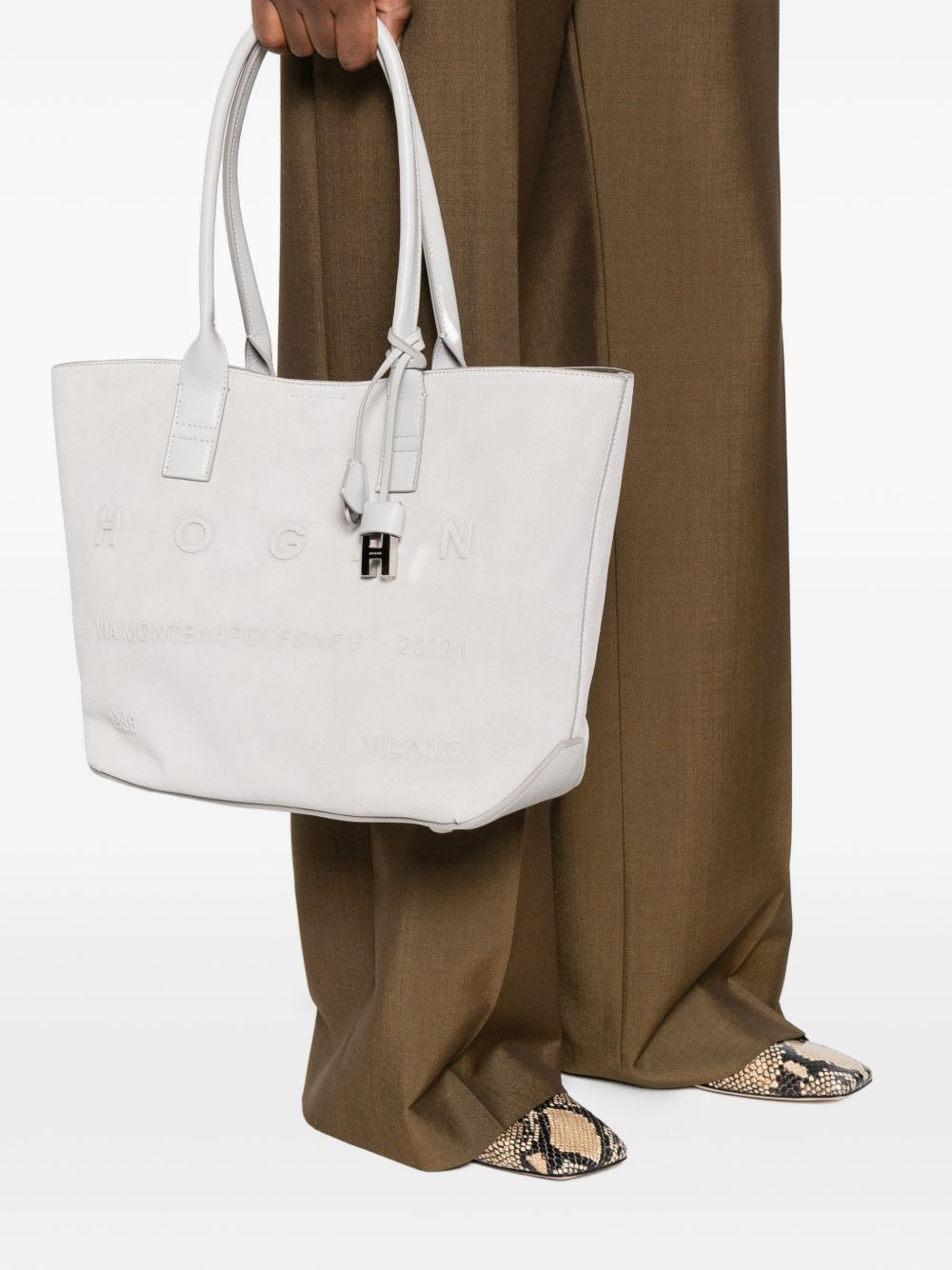 HOGAN Borsa shopping in pelle bianca