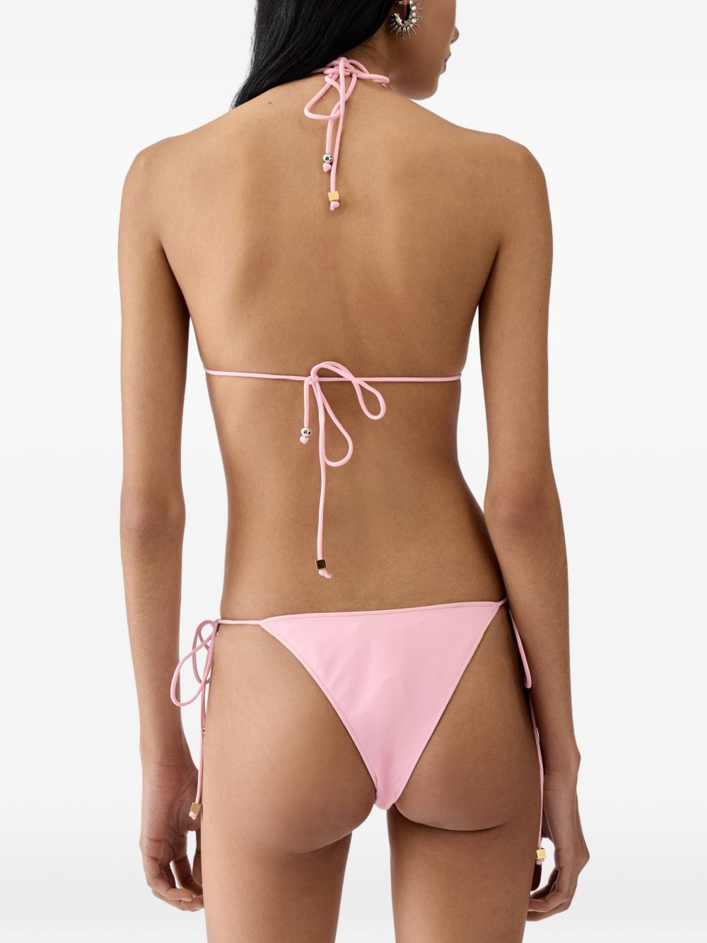 JACQUEMUS Slip bikini Triangle rosa con perline