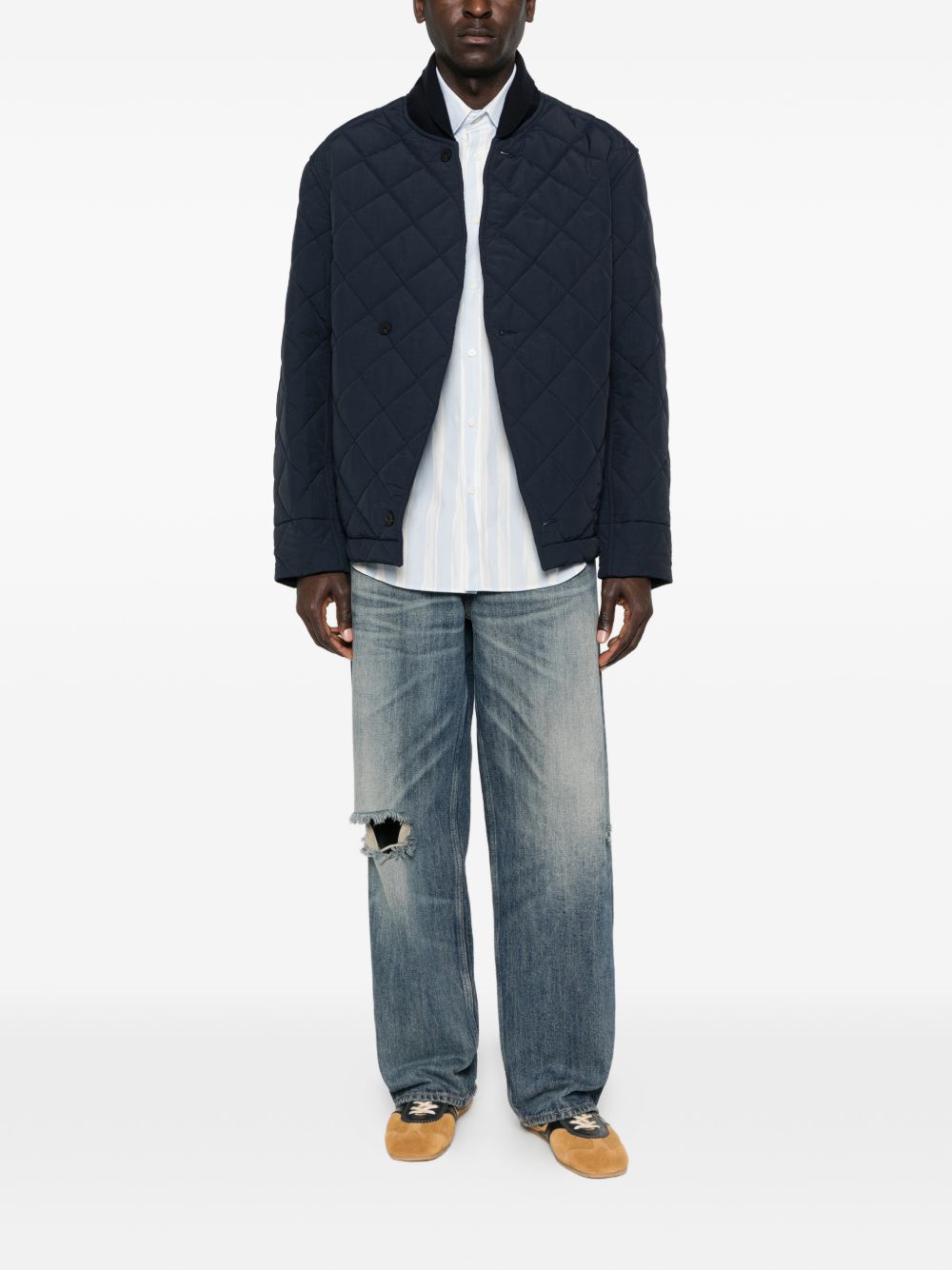 JACQUEMUS Camicia Jacquemus in cotone azzurro chiaro e grigio a righe