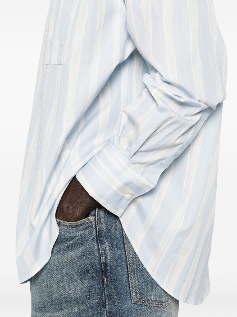 JACQUEMUS Camicia Jacquemus in cotone azzurro chiaro e grigio a righe