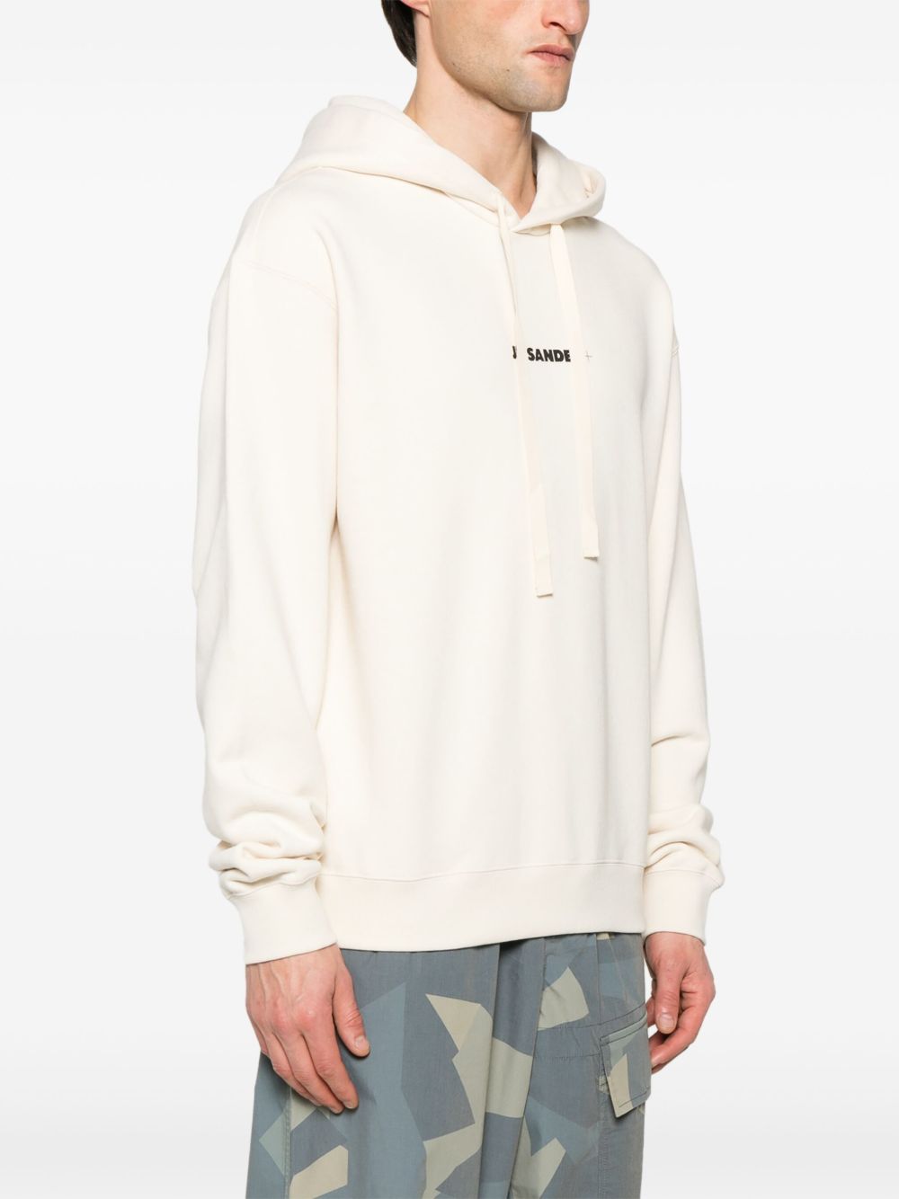 JIL SANDER Felpa con cappuccio in cotone color panna